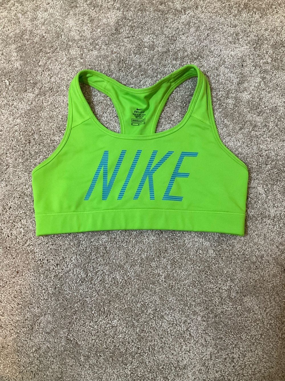 Nike Dri-FIT Neon Green Racerback Sports Bra Medium